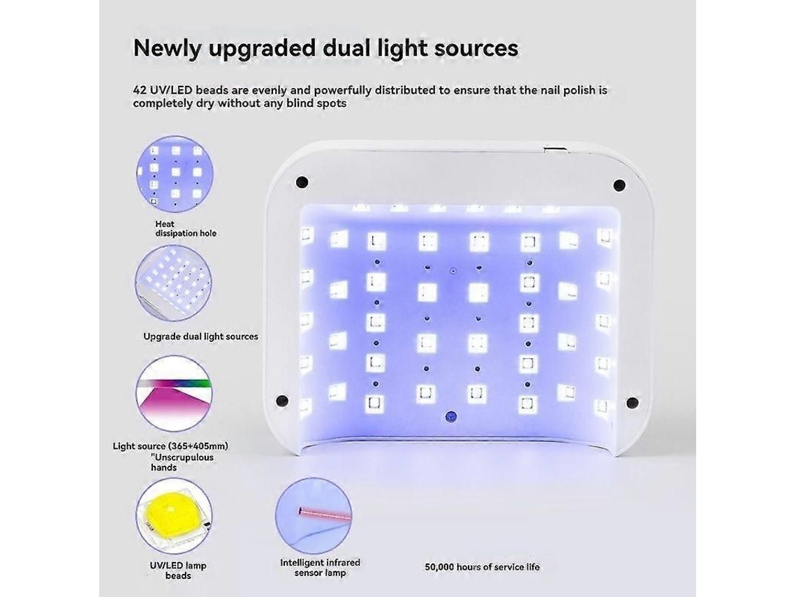 Lâmpada de Unha Led Uv Recarregável 128 W para Manicure com Tela Lcd, 3 Configurações Temporizador e Design Unh As. GOKOCO