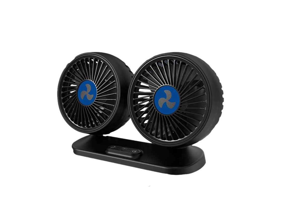 Ventilador Usb Laxiscreed Para Carro Com Dissipação De Calor Rotativa De Duas Cabeças, Potência Elevada, Preto Elegante