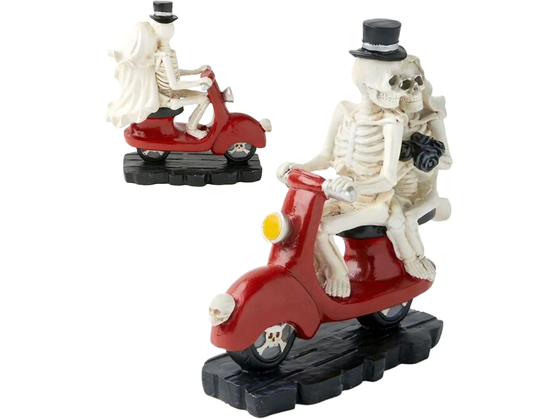 Estátua De Casal De Esqueletos, Decoração De Esqueleto De Motocicleta, Decoração De Mesa Feita À Mão Gokoco