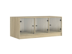 Mesa de Centro com Portas de Vidro Carvalho Sonoma MAISON EXCLUSIVE (102x50x42 cm)