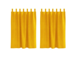 Conjunto 2 Cortinas Opacas Vidaxl Mostarda Veludo (140 X 140 Cm)