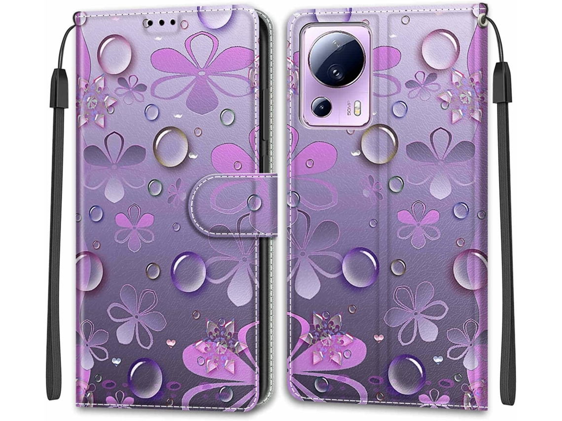 Capa Fólio Mi Flores para Xiaomi Civi 2/12 Lite Ne HONGWE. Pele