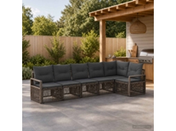 Vidaxl Conjunto De Sofá De Jardim 6 Pcs Cinzento Vime Pe