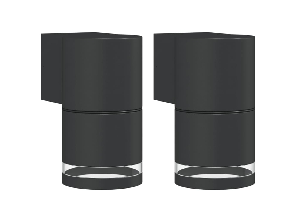 Conjunto 2 Candeeiros de parede para exterior VIDAXL alumínio fundido preto