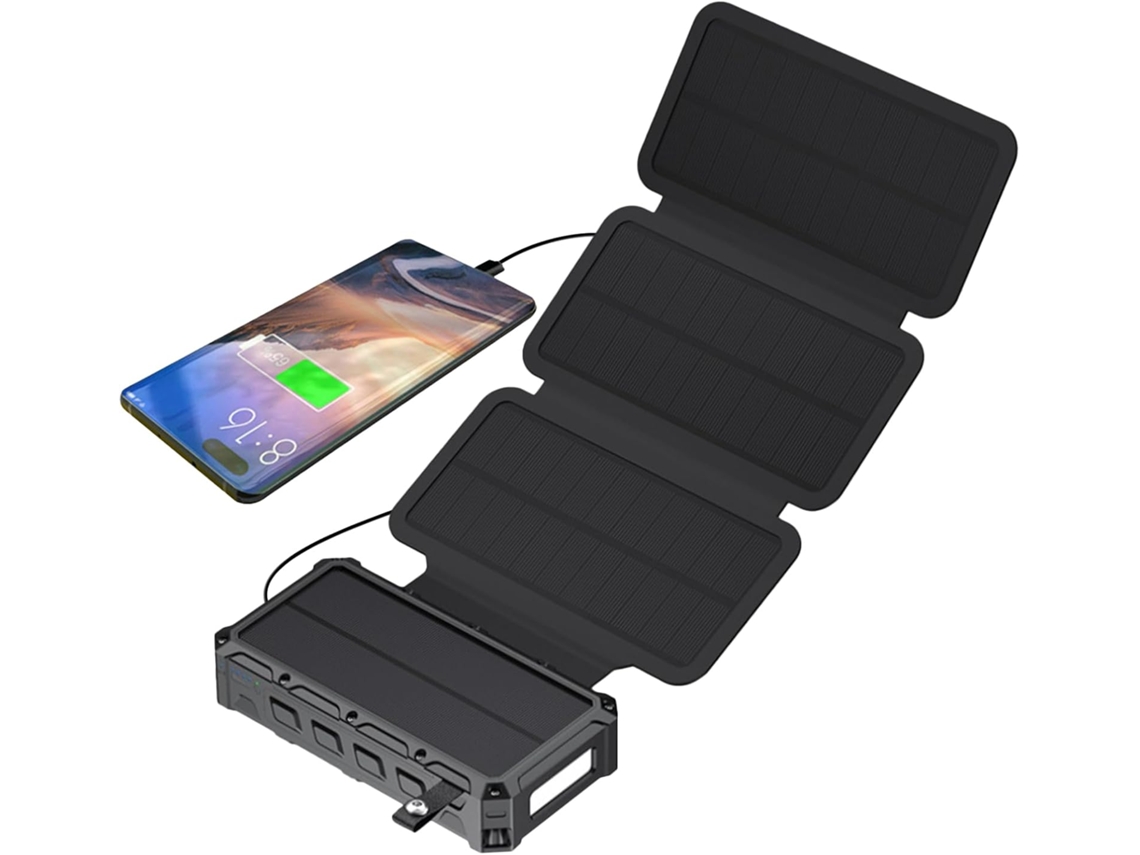 Bateria Externa Solar | Carregador Rápido Com Lâmpada Integrada Carregador Portátil E Flexível Par Gokoco