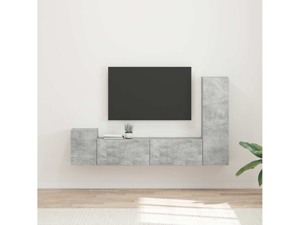Vidaxl Conjunto De Móvel De Tv 4 Unid. Cinzento Derivados De Madeira