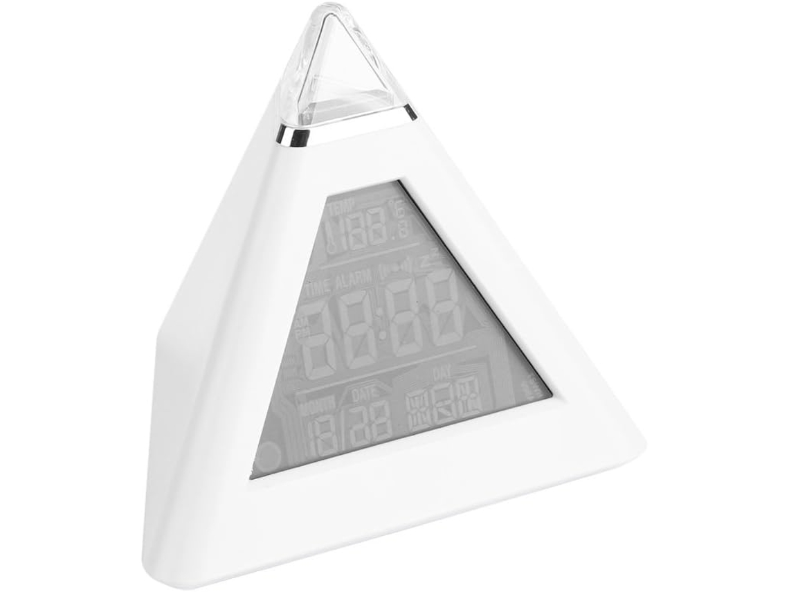 Despertador Led Em Forma De Pirâmide Com Display Digital, Relógio Com Troca De Cor Automática E Exibição De Temperatura, Calendário E Hora Igvtrade
