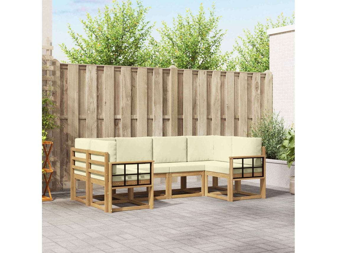 Vidaxl Conjunto De Sofás Para Exterior 6 Unid. Branco E Creme