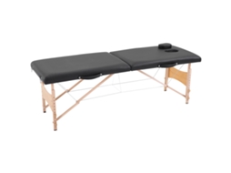Marquesa De Massagem Dobrável Portátil Com Apoio Para A Cabeça Altura Ajustável E Bolsa De Transporte 186x60x58-81 Cm Preto