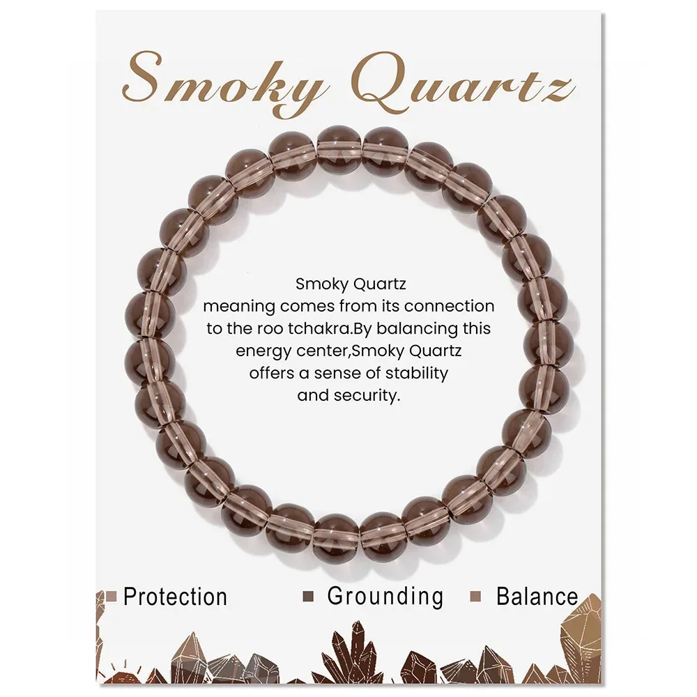 Pulseira de Hematita Magnética Natural , Joia para Meditação Dos Chakras MDUG (quartzo Fumê 17cm)