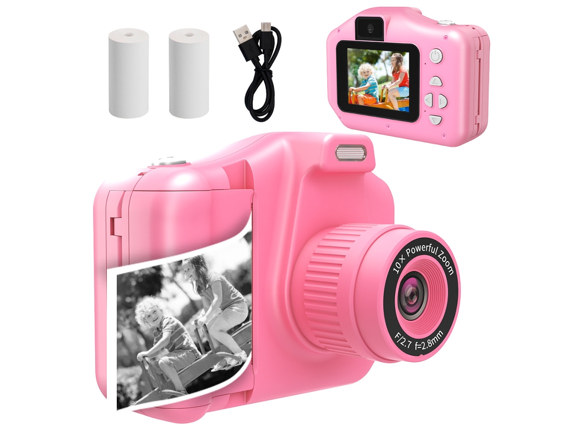Câmera Digital Rosa Para Crianças Com Impressão Brilvibera