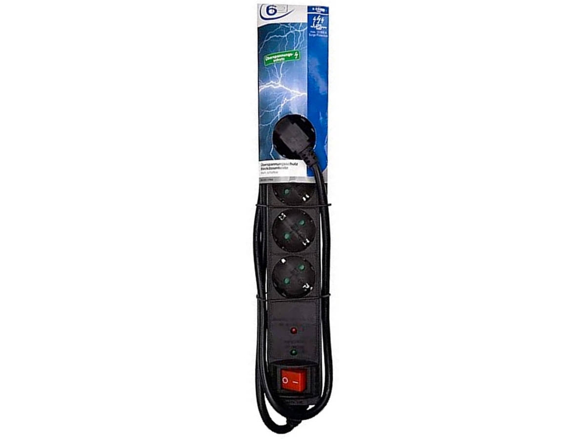Extensão 6T VIVANCO Com Interruptor 1.4M (Preto)