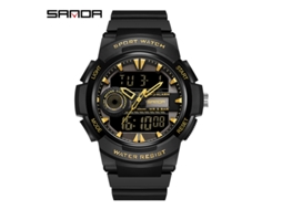 Relógio Digital Luminoso Estilo Militar MDUG (preto e Dourado)