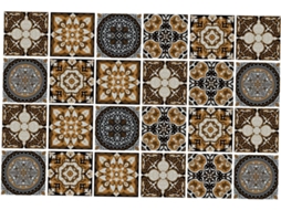 Adesivos Parede Vintage Pvc Estampa Azulejos Cozinha 24 Peças Fáceis Remover Resíduos Prova Resistentes Cola À GOKOCO
