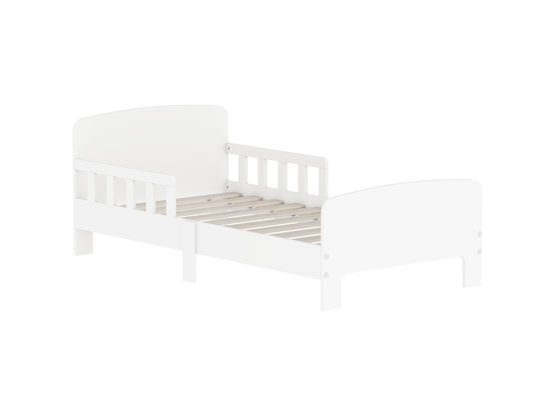 Cama Infantil Com Grades De Segurança Para 3-8 Anos, Mdf Branco