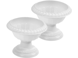 Inoomp 2 Vasos de Plantas em Estilo Romano, Feitos de Plástico Branco com Base, Decoração À Prova de Intempéries para CHABERLU