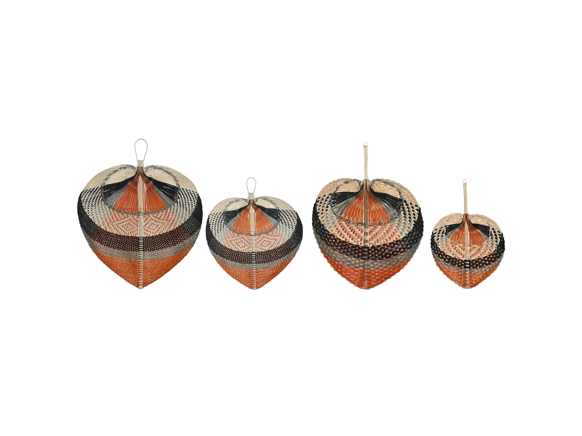 Decoração de Parede HOME ESPRIT Castanho Preto Bege Natural Colonial Leque 57 x 1 x 71 cm (4 Peças)