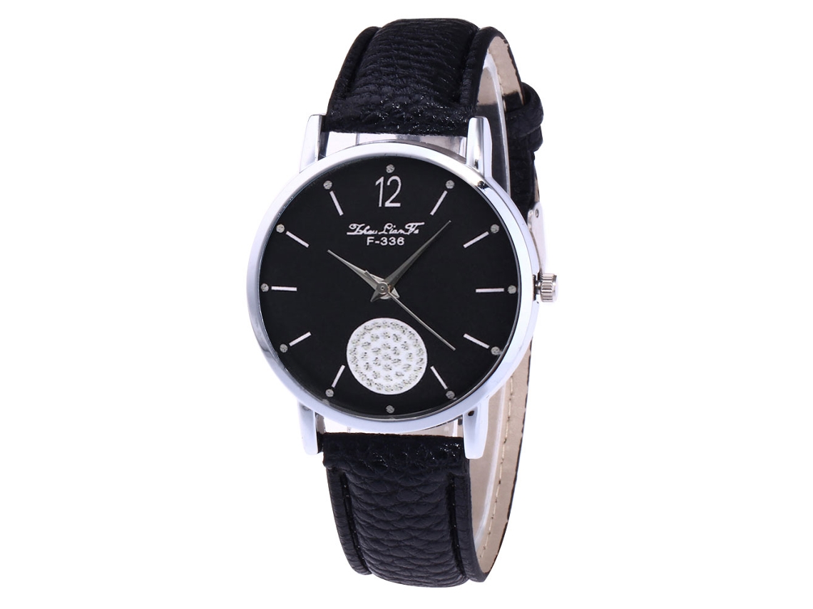Relógio de Pulso Analógico com Pulseira Pu Classic Dial Quartz para Mulher Zhoulianfa