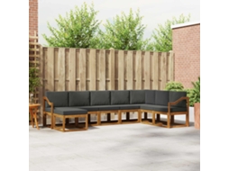 Vidaxl Conjunto De Sofás Para Exterior 8 Pcs Natural E Antracite
