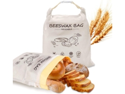 Conjunto De 2 Sacos Reutilizáveis Para Conservar Pão Caseiro, Em Algodão E Cera De Abelha, 43 × 32 Cm