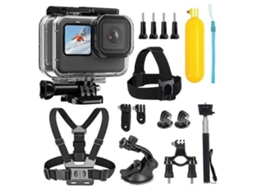 Kit De Acessórios 16 Em 1 Compatível Com Gopro Hero 13 Black/12/11/10/9: Caixa Estanque, Suporte Peito E Alça Cabeça.-aquaforge