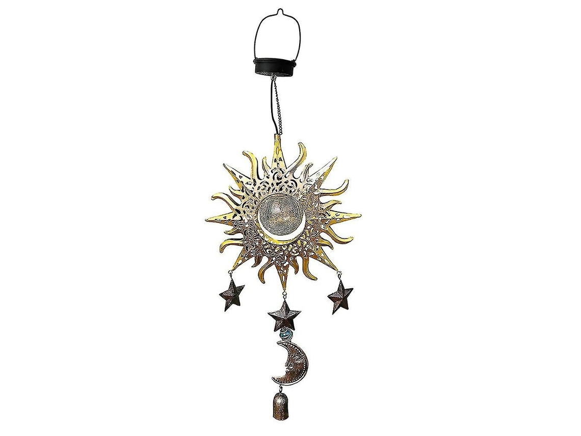 Sinos De Vento Lurelia, Solar, Operado Por Bateria, Para Jardim, Para Varanda, De Ferro, Dourado, 29 X 13 X 78 Cm, 1 Cm