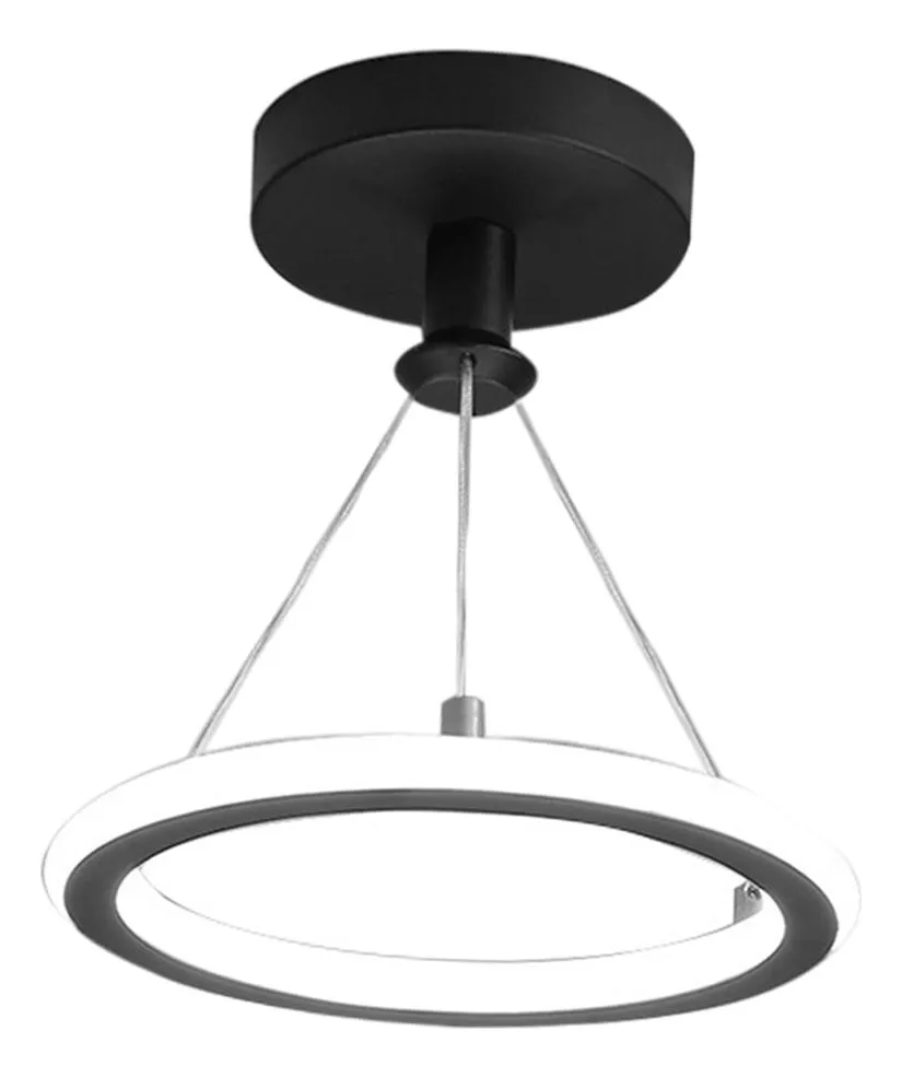 Luminária Pendente De Teto Com Anel De Luz Quente Pretavayotoy