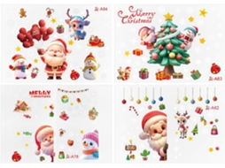 Adesivos Inverno Janelas Decorações Removíveis Festas Papai Flocos Quarto Banheiro Estar Cozinha Dormitório GOKOCO
