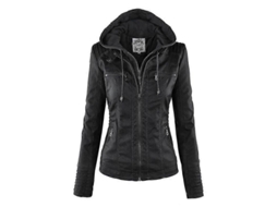 Jaquetas De Couro Falso E Genuíno Para Mulheres, Estilo Vintage Com Capuz, Inverno, Tamanhos Xs A 7xl Preto