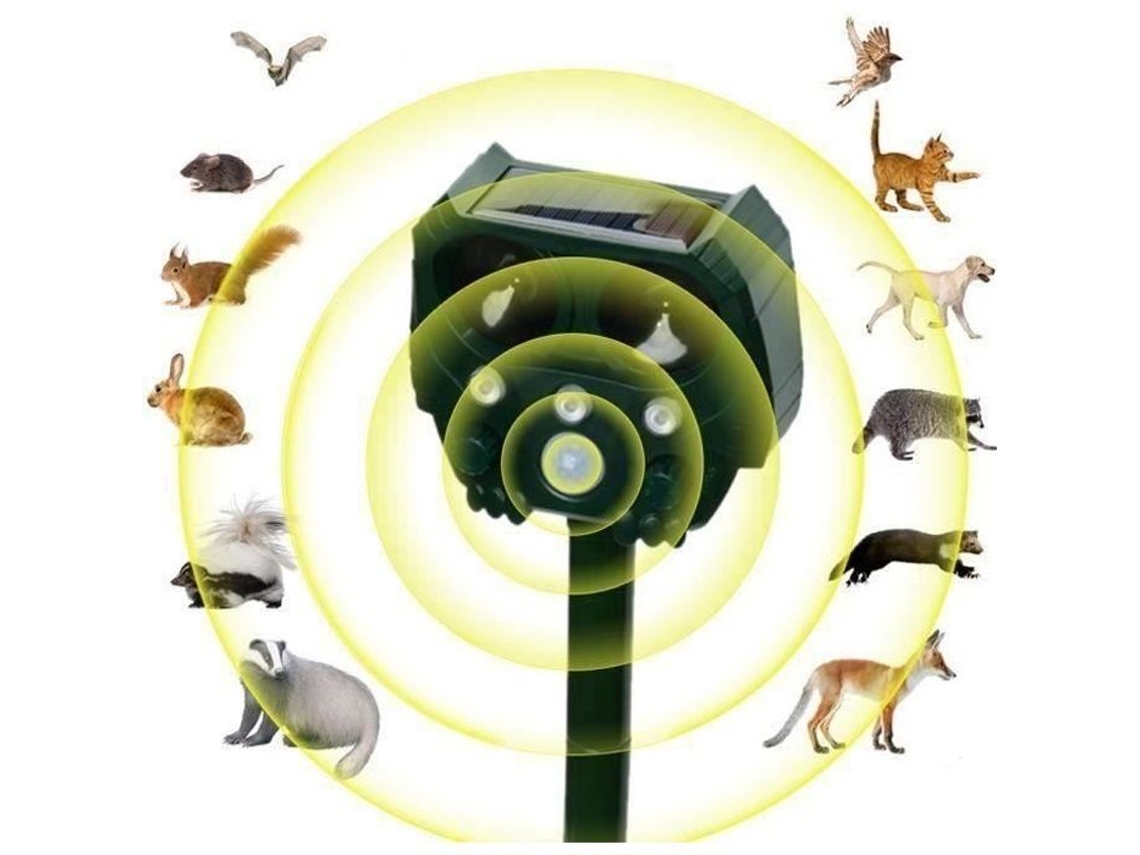 Repelente Solar Ultrassônico Praga 5 W e 5 Hz, Repelente Solar Ultrassônico Praga, Repelente Solar Ultrassônico para Gatos, Cães e Pássaros R CC0328