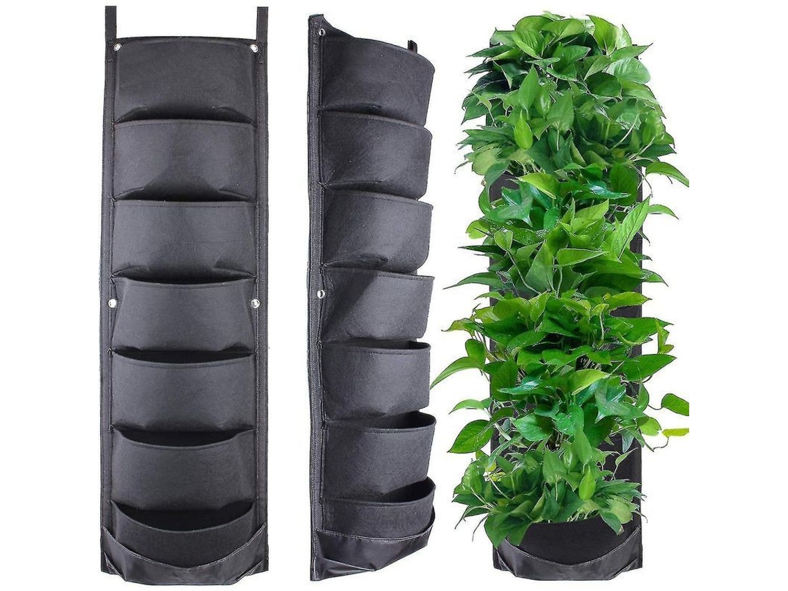 Jogo de 3 vasos de parede Fasst com 7 bolsos, para plantas internas e externas, decoração de varanda