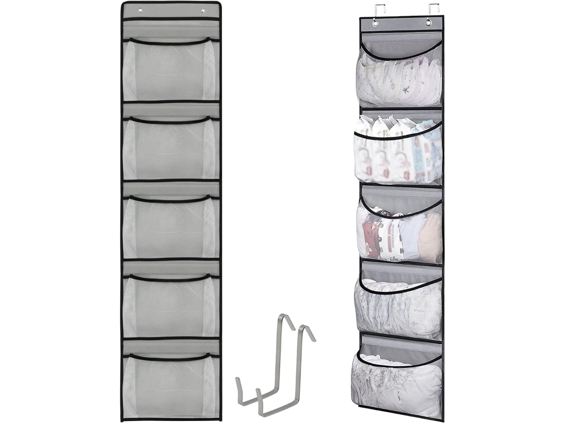 Saco Organizador Suspenso Com 5 Compartimentos E 2 Ganchos, Para Organizar Brinquedos, Roupas, Itens De Banheiro E Quarto
