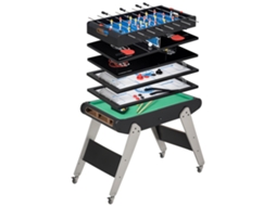 Mesa Jogos 6 Em 1 Com Rodas, Bilhar, Matraquilhos, Pingue-pongue, Argolas, Hóquei, 120x88x79cm, Multicolor