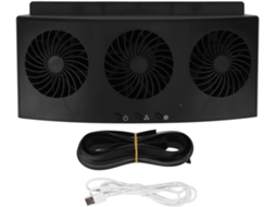 Ventilador Para Radiador De Carro Com 3 Ventoinhas, 2 Velocidades, Baixo Ruído, Alta Sucção E Alimentação Usb Preto