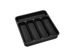 Bandeja Expansível de Plástico para Utensílios, com 6 Compartimentos, Divisor de Talheres para Cozinha, Preta SUNNY SPACES