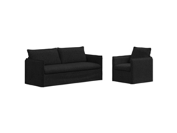 Maison Exclusive - Conjunto De Sofás 2 Unid. Preto Tecido