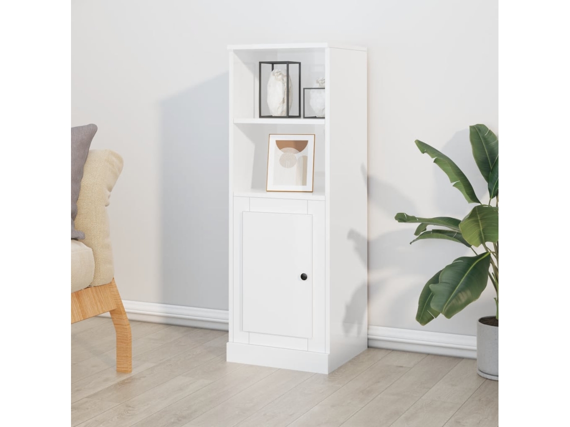 Vidaxl Aparador Alto 36x35,5x103,5 Cm Deriv. Madeira Branco Brilhante