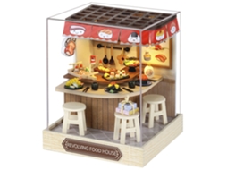 Série Happy Corner, Carrinho De Comida De Rua Em Modelo 3d, Com Capa Protetora Contra Poeira E Luzes De Led, Dimensões: 9x9x12 Cm