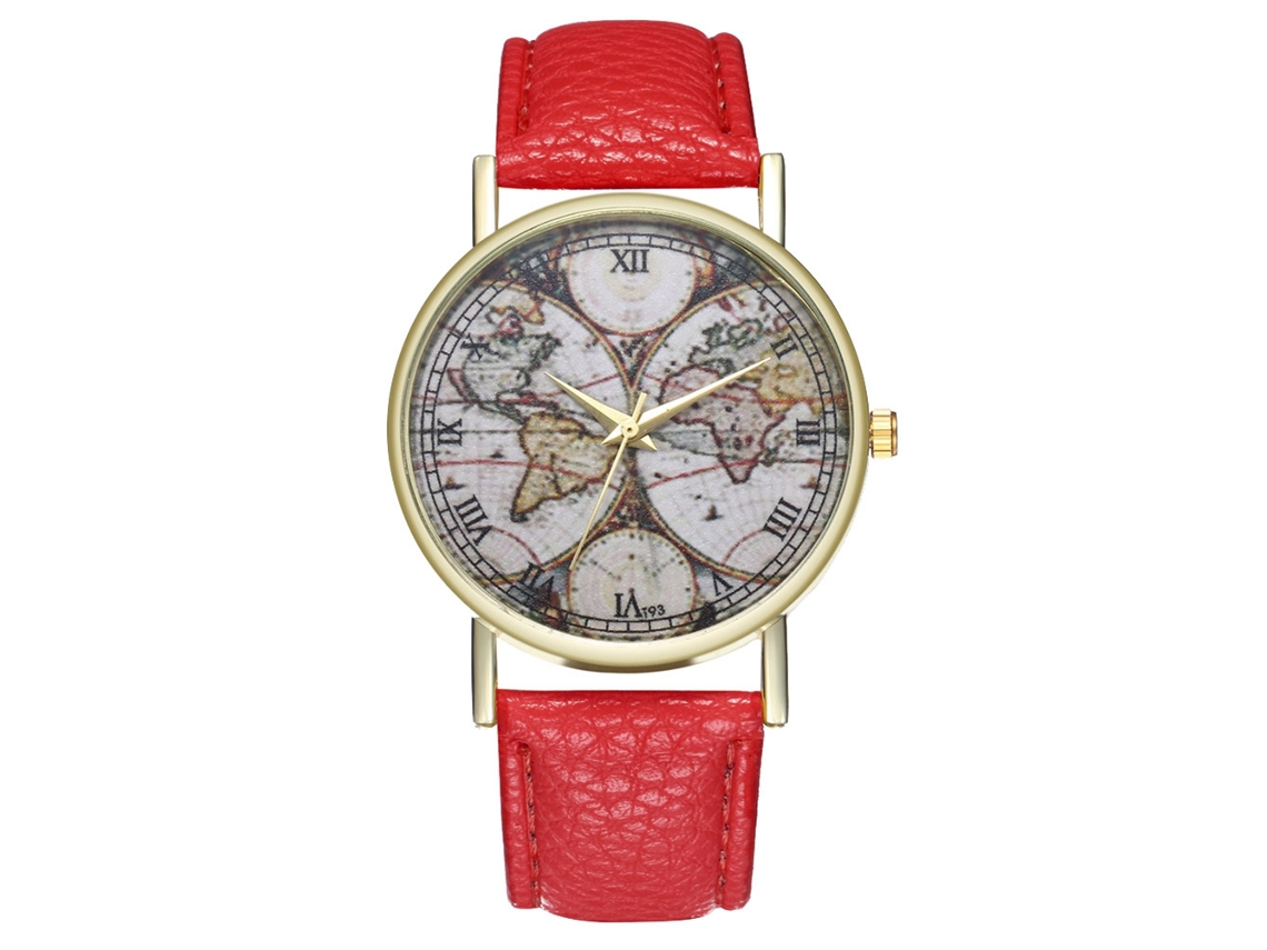 Relógio de pulso Zhoulianfa Fashion Quartz com pulseira de couro PU (vermelho) unissex