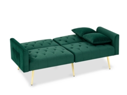 Sofá De Veludo Moderno Com Encosto Ajustável Em 3 Níveis, 2 Almofadas Incluídas, Pernas De Metal Estáveis, Confortável E Elegante Para Sala De Estar.
