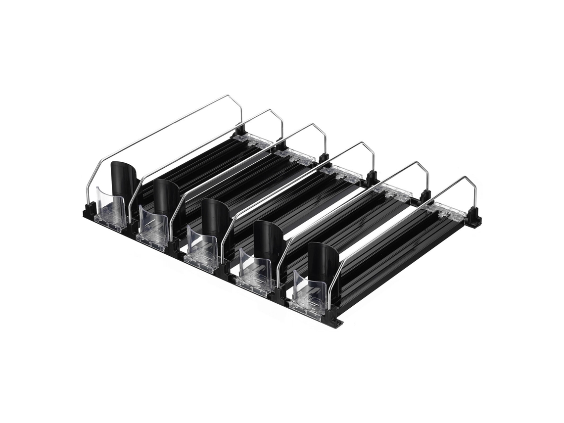 Organizador de Latas de Refrigerante para Geladeira, 5 Peças, Autoempurrável, Preto SUNNY SPACES