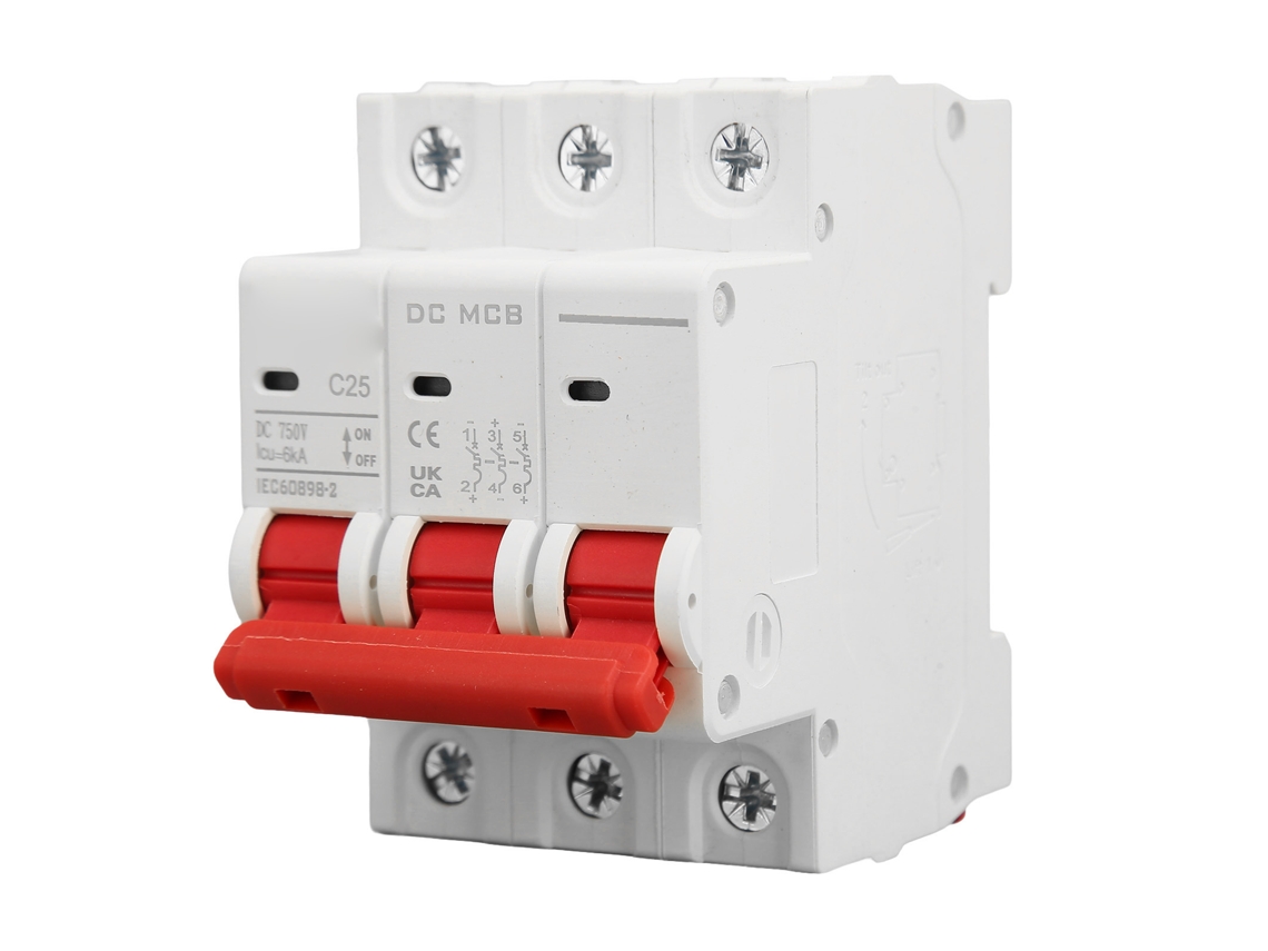 Disjuntor de Corriente Continua 3p para Sistema Solar Pv 750v 25a Protección Contra Cortocircuito