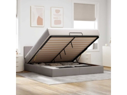 Vidaxl Cama Otomana Com Colchão Leds 180x200cm Cinza-acastanhado