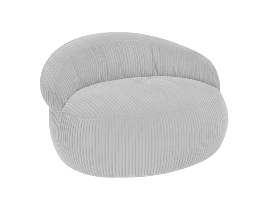 Puff Xxl Com Capa Amovível Em Veludo Canelado 110x100 Cm Cinzento Claro