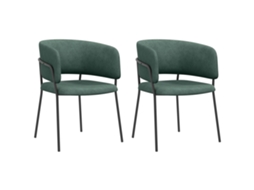 Conjunto 2 Cadeiras Estofadas Em Veludo Verde Modernas