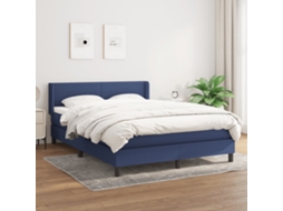 Vidaxl Cama Com Molas/colchão 140x200 Cm Tecido Azul