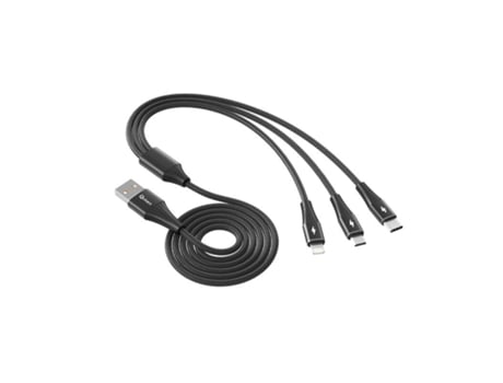Cabo Qcharx Napoli Usb Lightning Tipo QCHAX Alumínio Textura Macia Preto