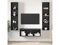 Vidaxl Conjunto De Móvel De Tv 3 Pcs Carvalho Preto Madeira Processada