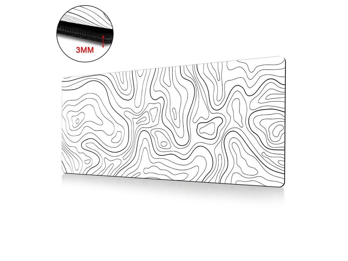 Mouse Pad Topográfico Branco/preto Para Jogos Com Deslizamento Perfeito, Grande, Largo E Longo V0f9 Aquaforge