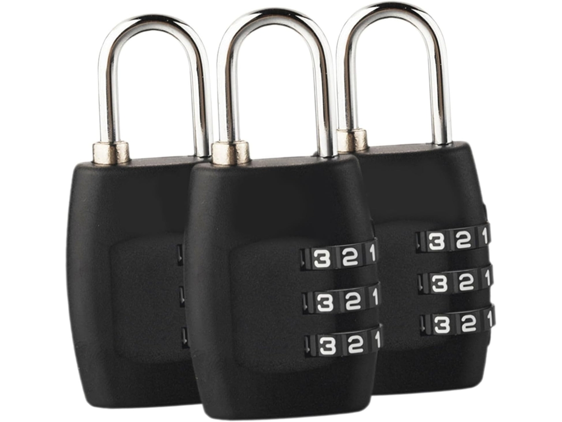 Conjunto De 3 Cadeados Combinação Para Malas, Bagagens E Mochilas.